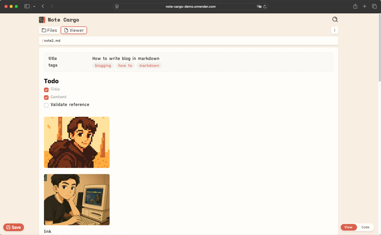 Note Cargo Screenshot